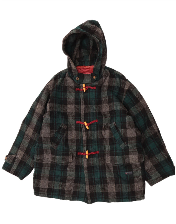 Женский дафлкот с капюшоном Enrico Coveri IT 44 Medium Green Check Wool