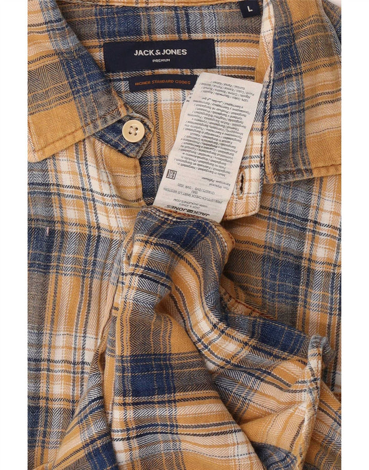 Мужская фланелевая рубашка Jack & Jones, хлопковая большая желтая клетка