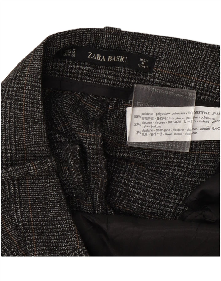Женские укороченные брюки Zara Medium W28 L24, серые, полиэстер в клетку