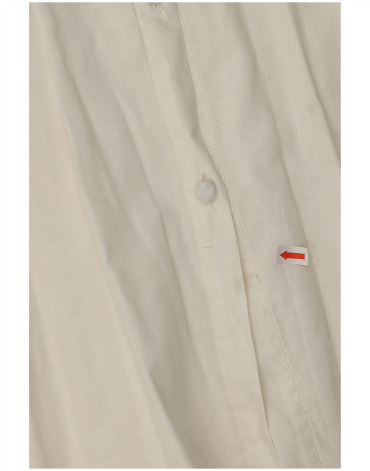 ВИНТАЖНАЯ Женская блузка-рубашка с рукавом 3/4, Великобритания 14, средний белый цветочный принт