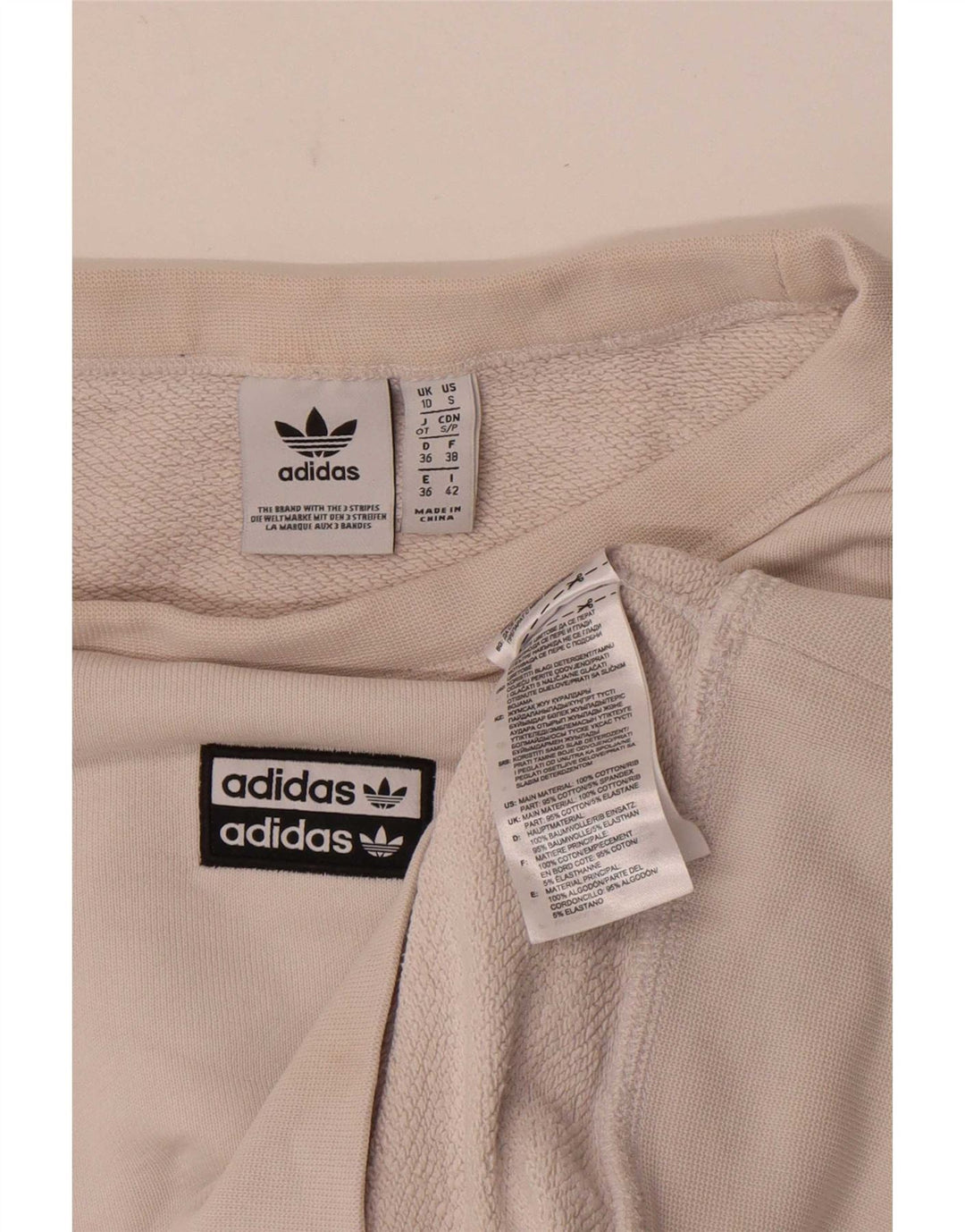 Женский свитер оверсайз Adidas UK 10, маленький белый хлопок