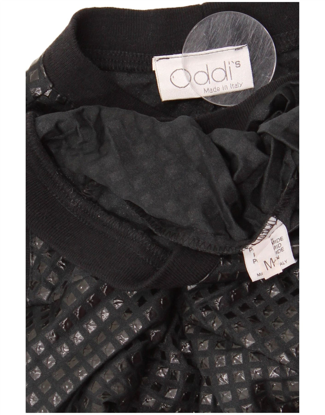 Винтажная женская блузка-рубашка UK 12, средний черный полиамид с геометрическим рисунком