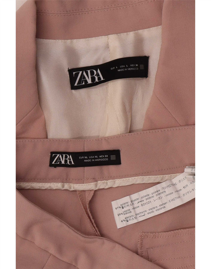 Женский костюм-двойка Zara с 2 пуговицами, Великобритания 16, большой размер W32 L31, розовый полиэстер