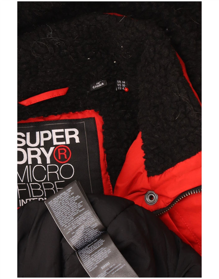 Женская парка Superdry с капюшоном UK 14, большой красный полиэстер
