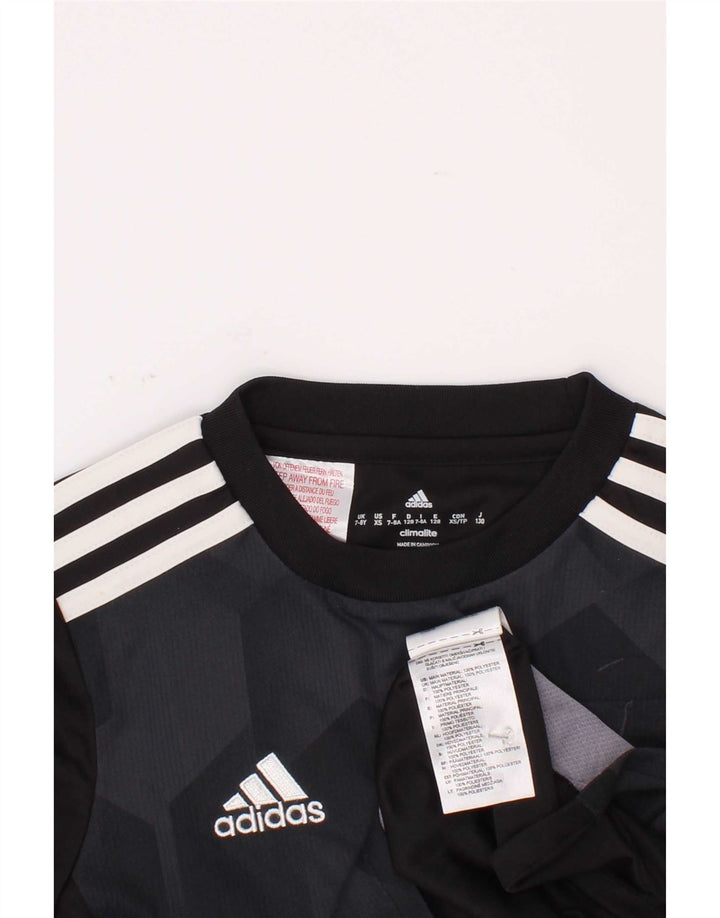 Футболка Adidas Climalite для мальчиков, топ 7-8 лет, черный полиэстер с геометрическим рисунком