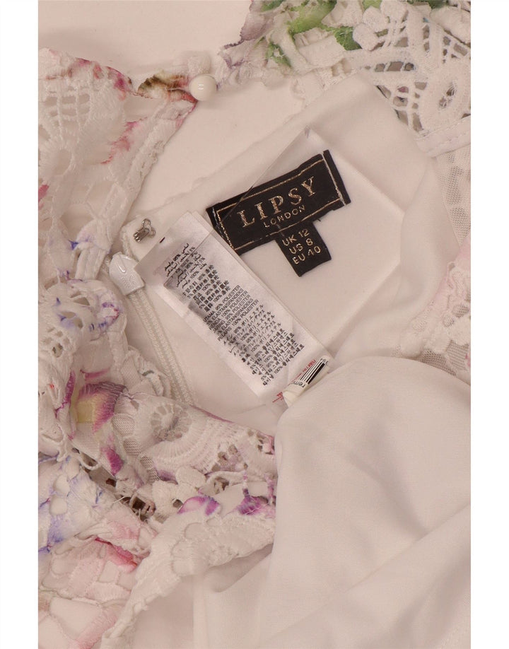 Женское кружевное платье-футляр Lipsy UK 12, средний белый цветочный полиэстер