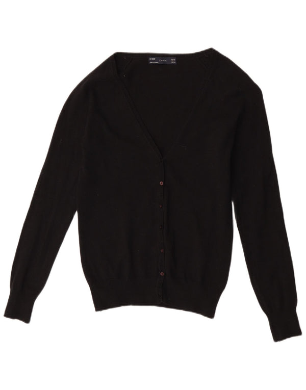 Женский кардиган Zara UK 12, средний черный хлопковый свитер