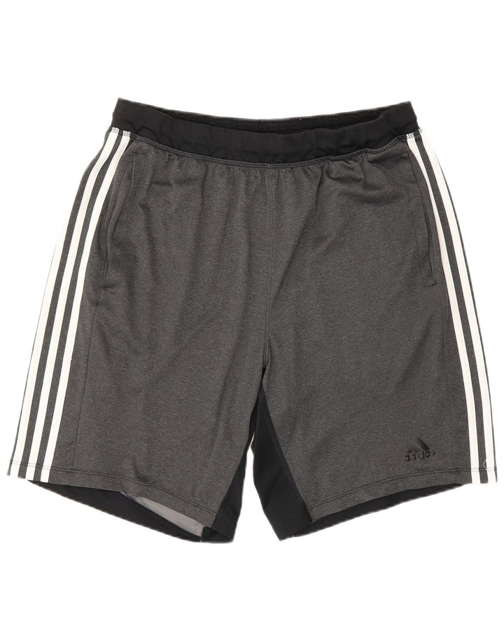 Мужские спортивные шорты Adidas Climalite, большие серые, полиэстер с цветными блоками