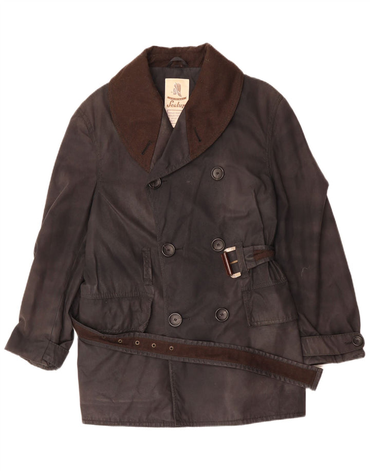 Мужское двубортное пальто Sealup UK 38, средний черный хлопок, черный