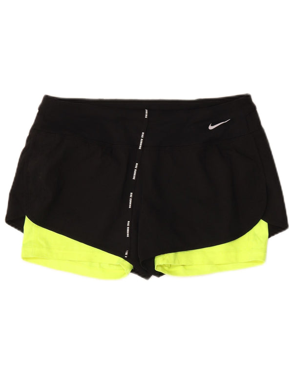 Женские спортивные шорты Nike Dri Fit UK14, средние черные цветные блоки