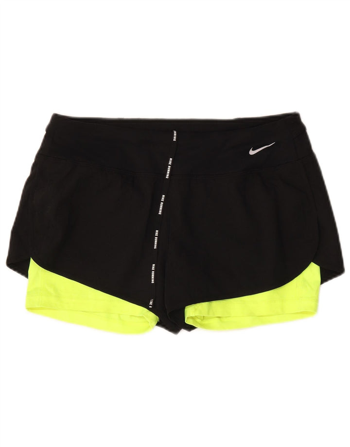 Женские спортивные шорты Nike Dri Fit UK14, средние черные цветные блоки
