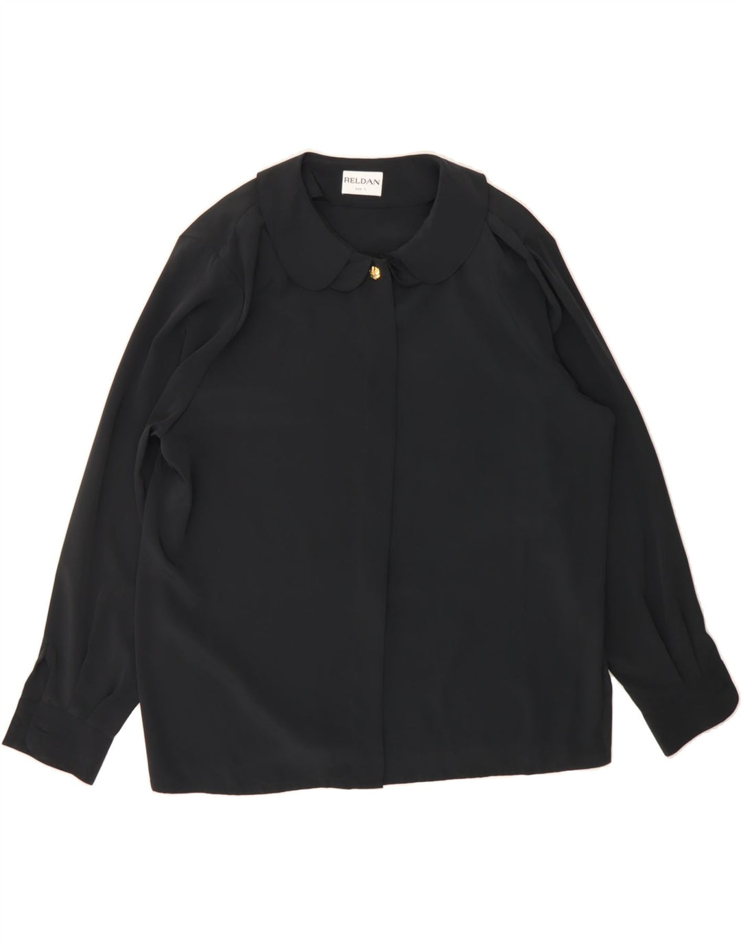 VINTAGE Womens Shirt Blouse UK 16 Large Black Polyester Vintage Vintage and Second-Hand Vintage from Messina Hembry 