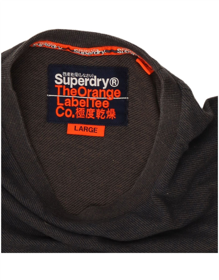 Мужской топ Superdry с длинным рукавом, большой серый хлопок