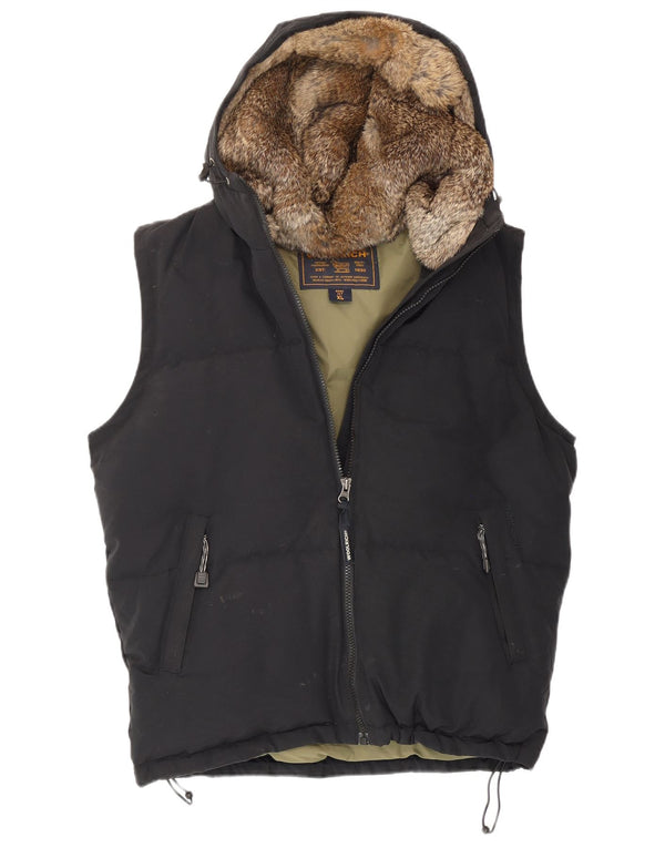 Woolrich Womens Hooded Padded Gilet UK 42 XL Navy Blue Cotton