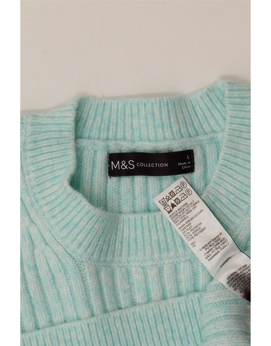 Женский джемпер с круглым вырезом MARKS & SPENCER UK 16, большой синий полиэстер