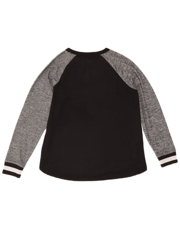 Женский топ Dkny с длинным рукавом и графикой, UK 10, маленький черный, полиэстер с цветными блоками