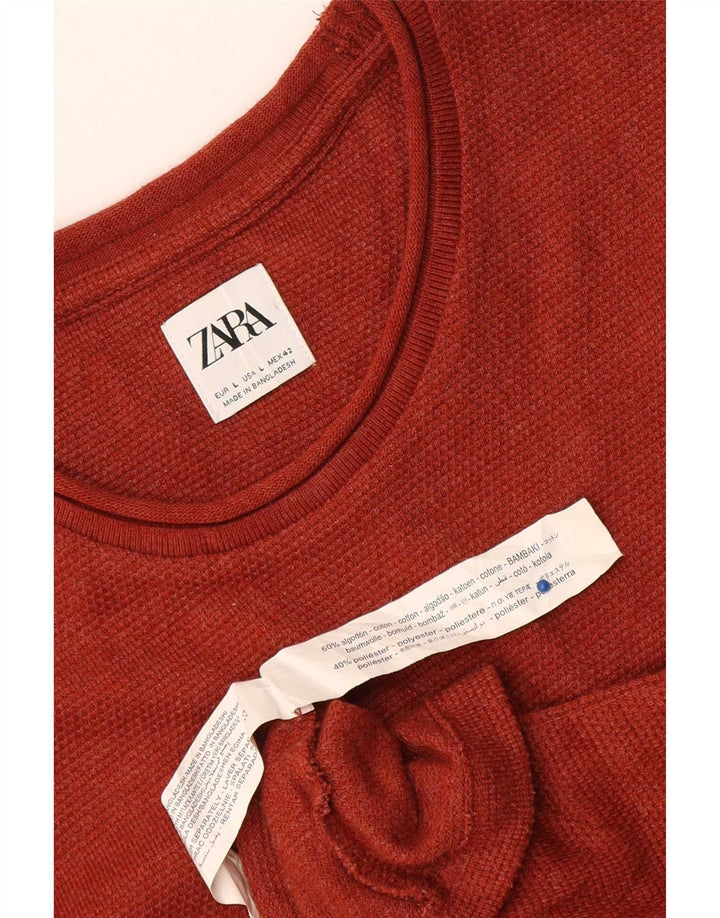 Мужской топ Zara с длинным рукавом, большой красный хлопок