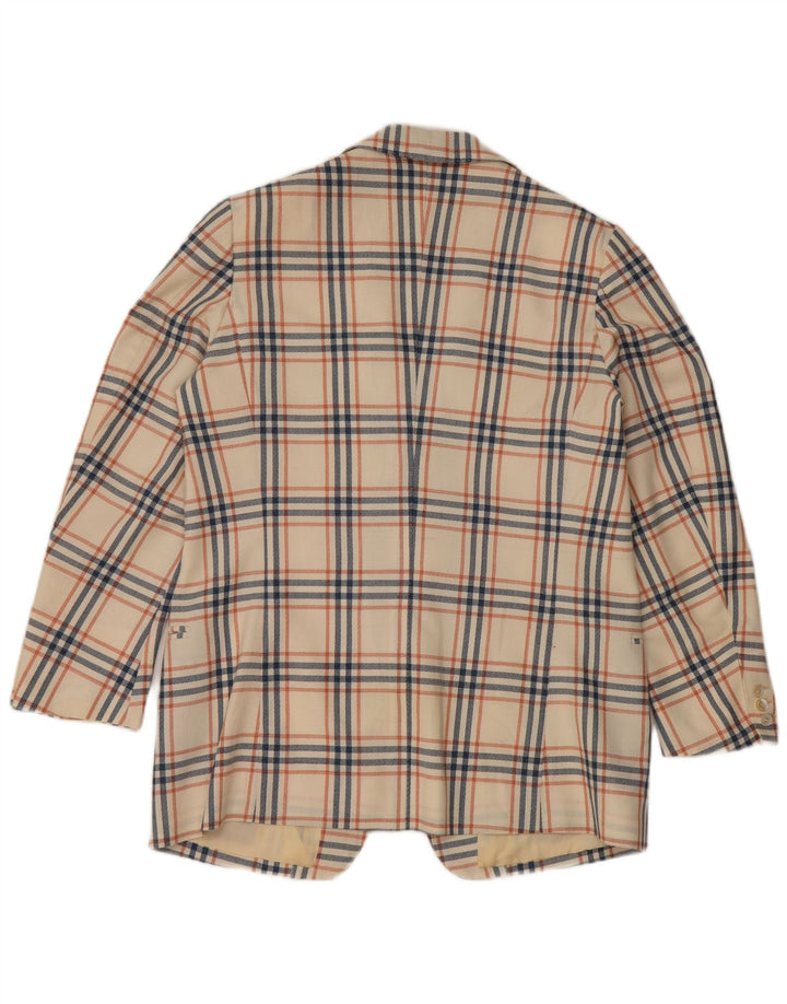 Винтажный мужской пиджак на 2 пуговицах, Великобритания 38, средний в белую клетку