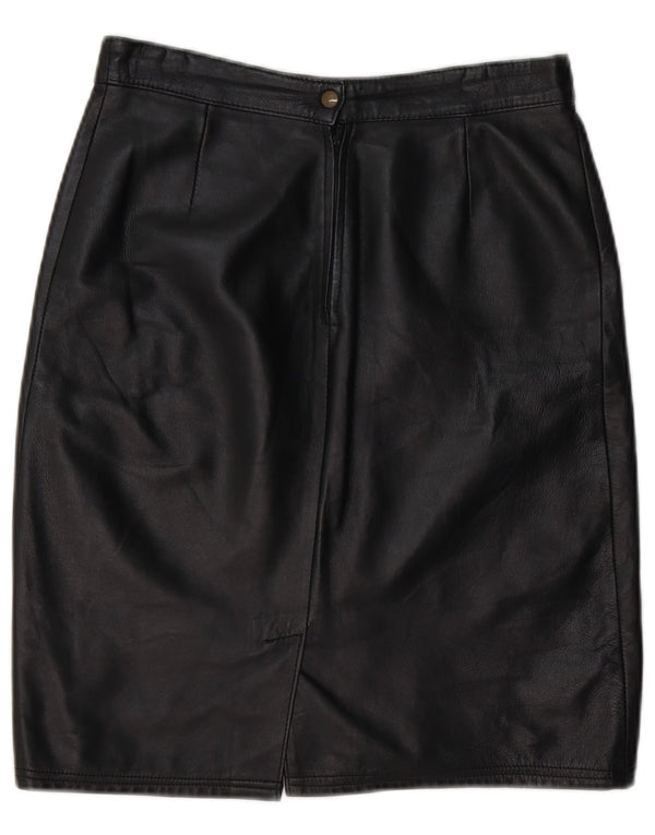 Юбка женская кожаная VINTAGE IT 44 Medium W28 Черная кожа
