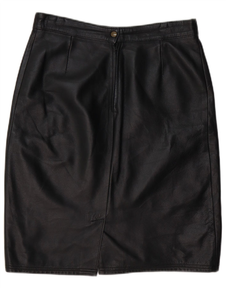 Юбка женская кожаная VINTAGE IT 44 Medium W28 Черная кожа