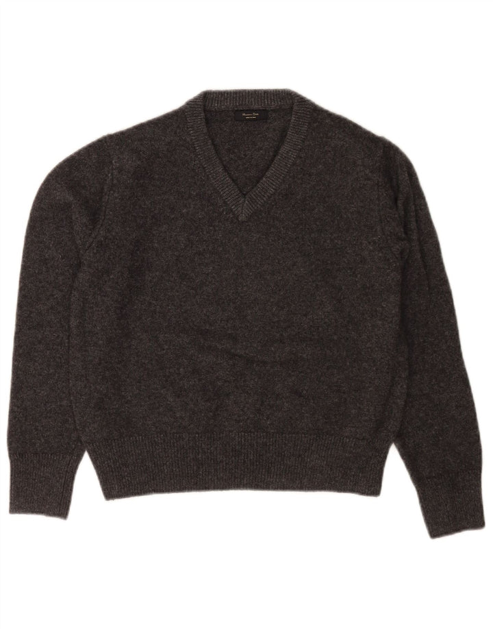 Женский джемпер обычного кроя Massimo Dutti с v-образным вырезом, Великобритания 10, маленький серый