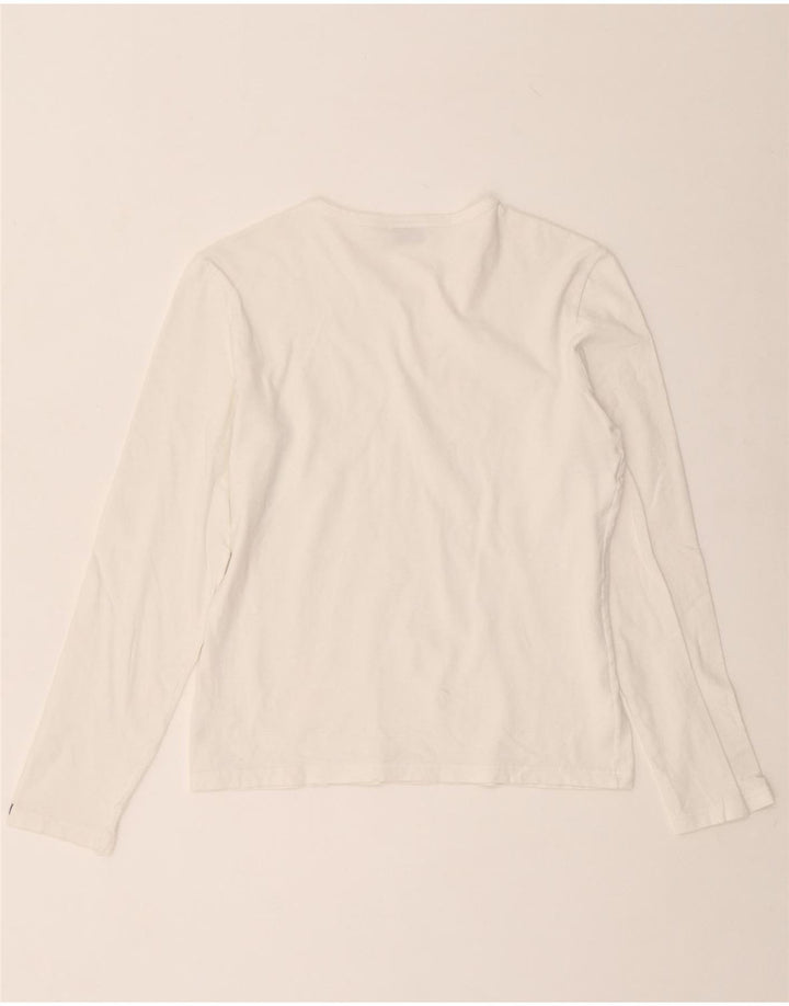 GUESS Womens Top Long Sleeve UK 14 Large White Cotton