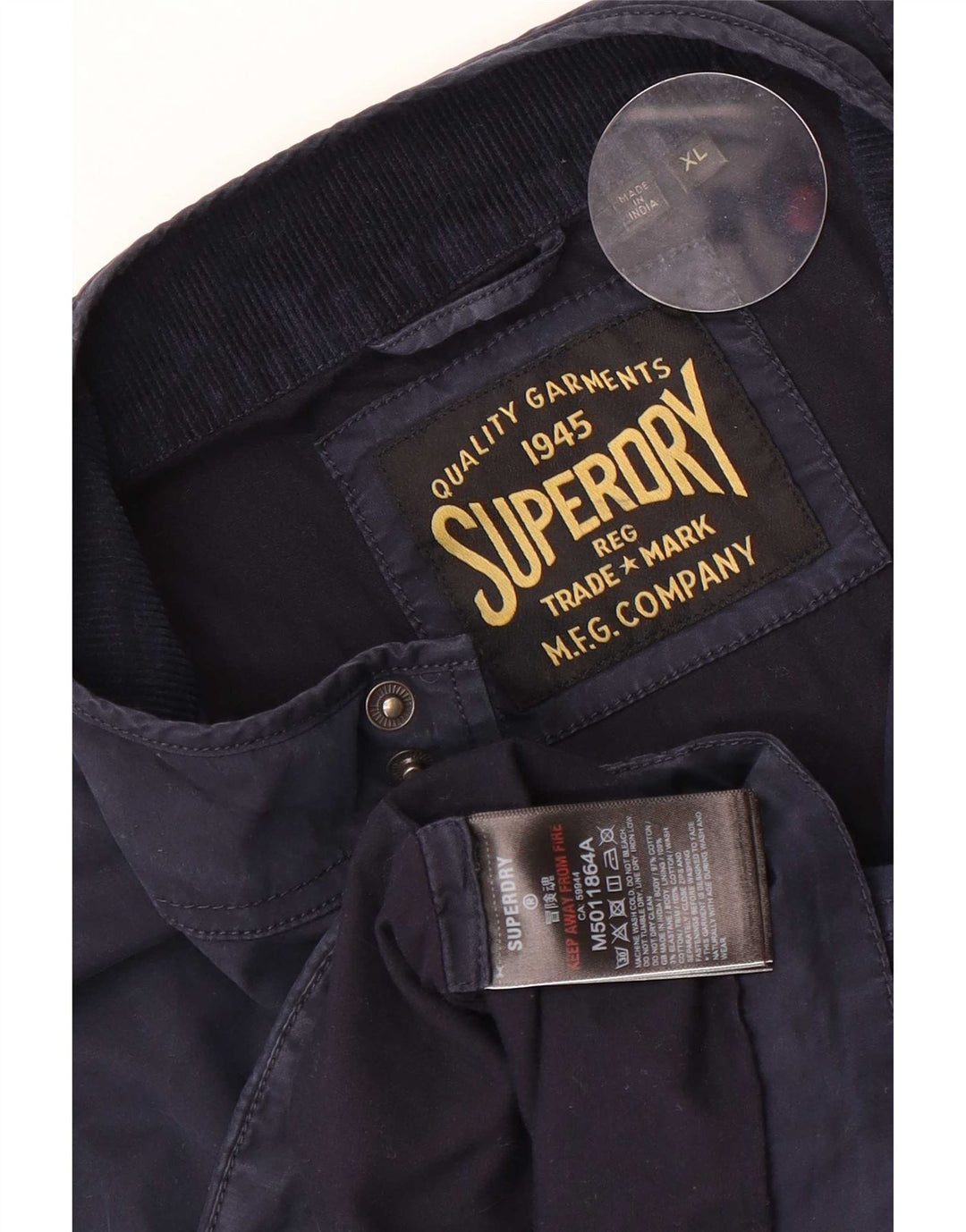 Мужская куртка-бомбер Superdry UK 42 XL, темно-синий, хлопок
