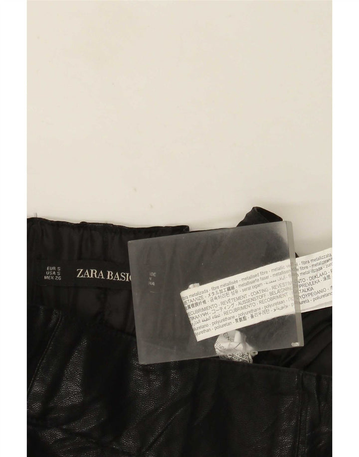 Женская мини-юбка Zara из искусственной кожи, маленькая W26, черная, из полиуретана