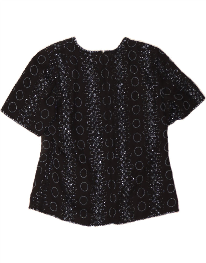 VINTAGE Womens Evening Blouse Top UK 16 Large Black Polka Dot Polyester Vintage Vintage and Second-Hand Vintage from Messina Hembry 
