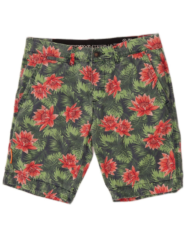 Мужские шорты чинос Superdry Medium W32, зеленый хлопок с цветочным принтом