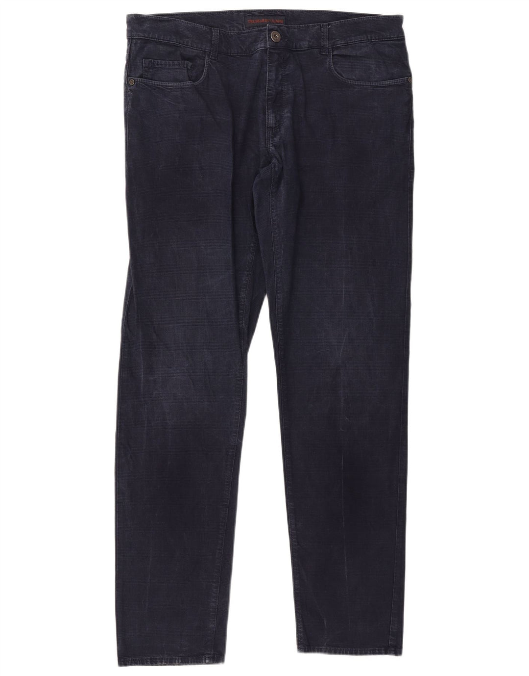 Мужские повседневные зауженные брюки Trussardi W38 L33 темно-синие с узором «гусиные лапки»
