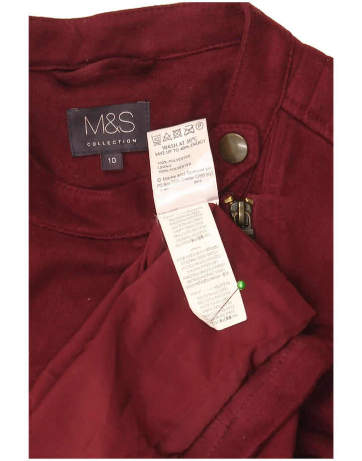 Женская байкерская куртка Marks & Spencer UK 10, маленькая бордовая байкерская куртка из полиэстера