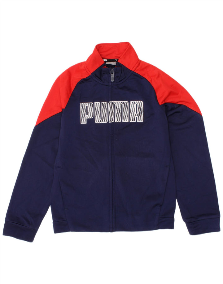Спортивный костюм Puma для мальчиков с графическим рисунком, верхняя куртка, 7–8 лет, темно-синий с цветными блоками