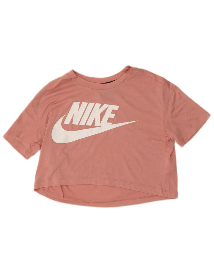 Женская укороченная футболка с графическим рисунком NIKE UK 10, маленький розовый полиэстер