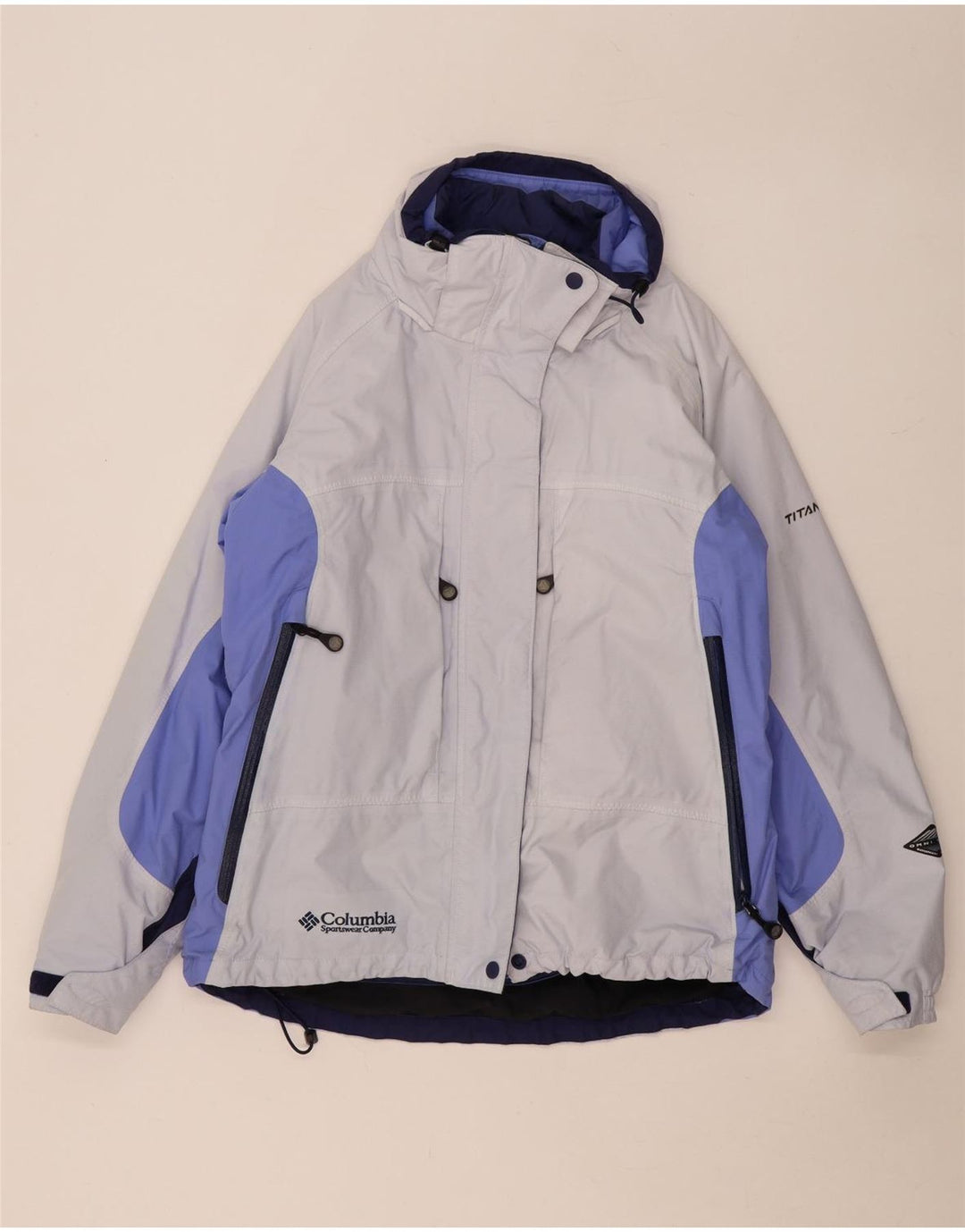 Женская титановая лыжная куртка Columbia Oversized UK 16, большая серая с цветными блоками