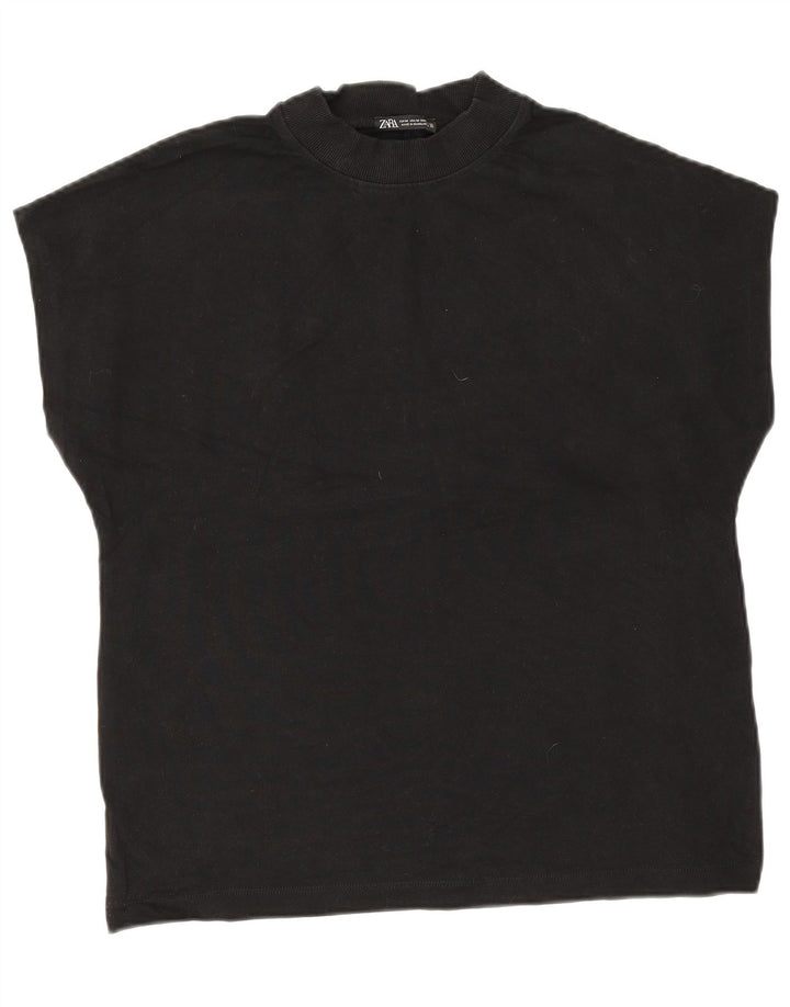 Женская футболка Zara Top UK 14, средний черный хлопок