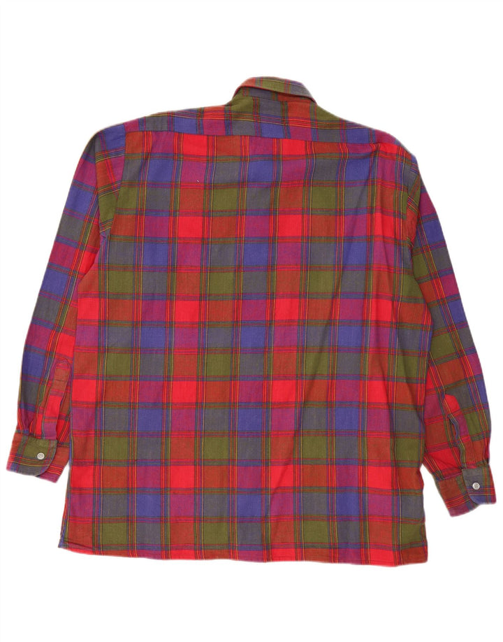 Мужская фланелевая рубашка VINTAGE, размер 41/42, большой хлопок в разноцветную клетку