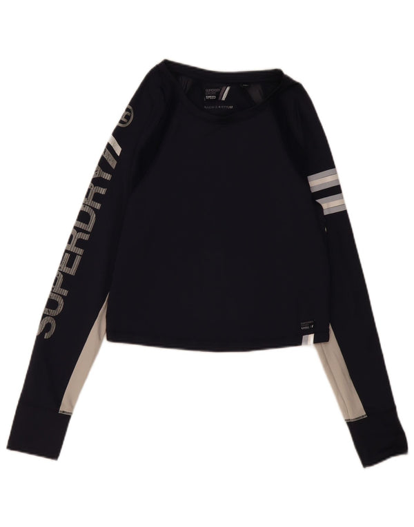 Женский топ с графическим рисунком Superdry UK 12, средний темно-синий с цветными блоками