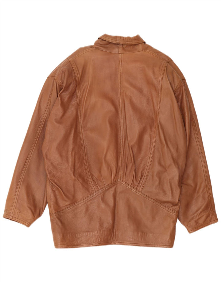Винтажная женская кожаная куртка оверсайз UK 18 XL Коричневая кожаная
