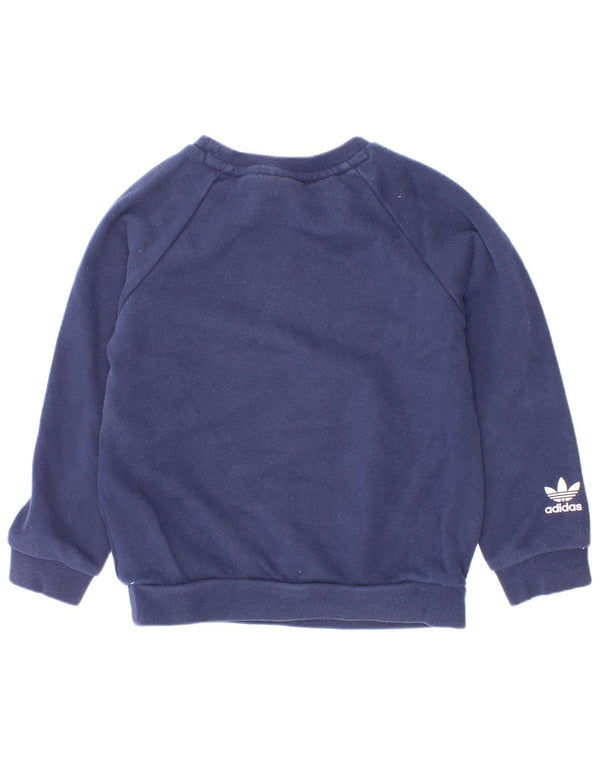 Джемпер с рисунком Adidas для мальчиков 3-4 лет, темно-синий, хлопок