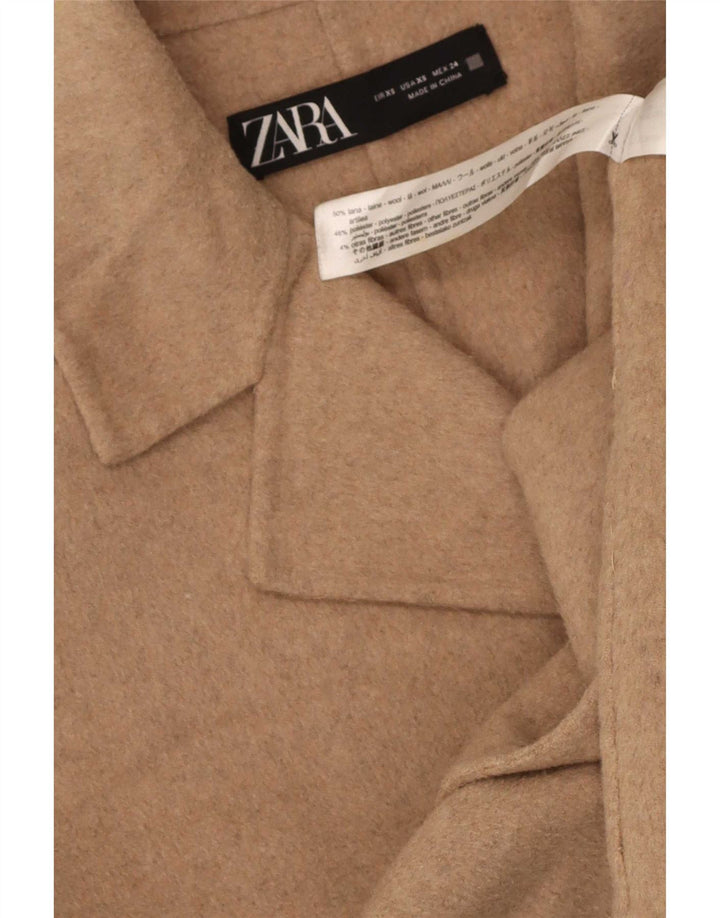 Женское пальто оверсайз Zara UK 6 XS, бежевое шерстяное