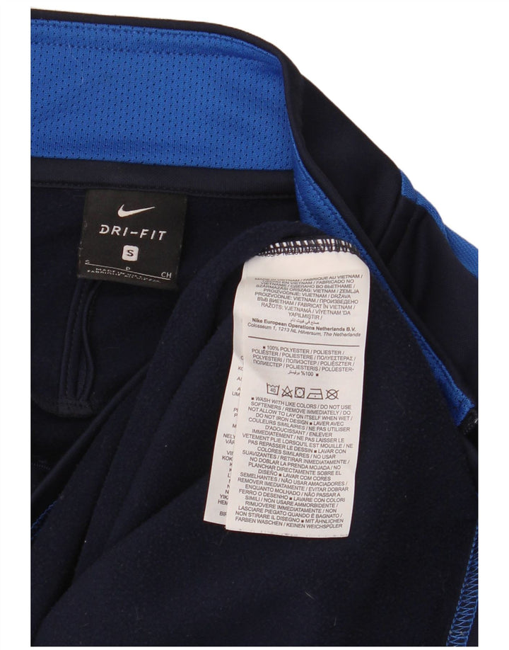 Мужской спортивный пуловер NIKE Dri Fit, маленький темно-синий с цветными блоками