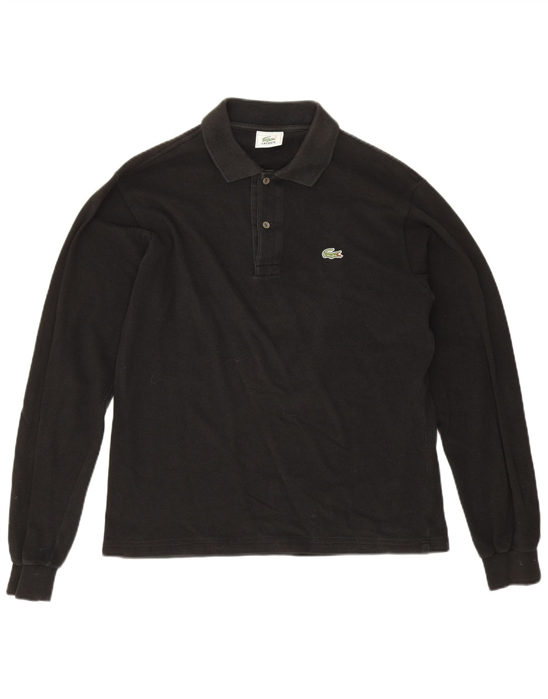 Мужская рубашка-поло с длинным рукавом Lacoste, размер 4, средний черный хлопок