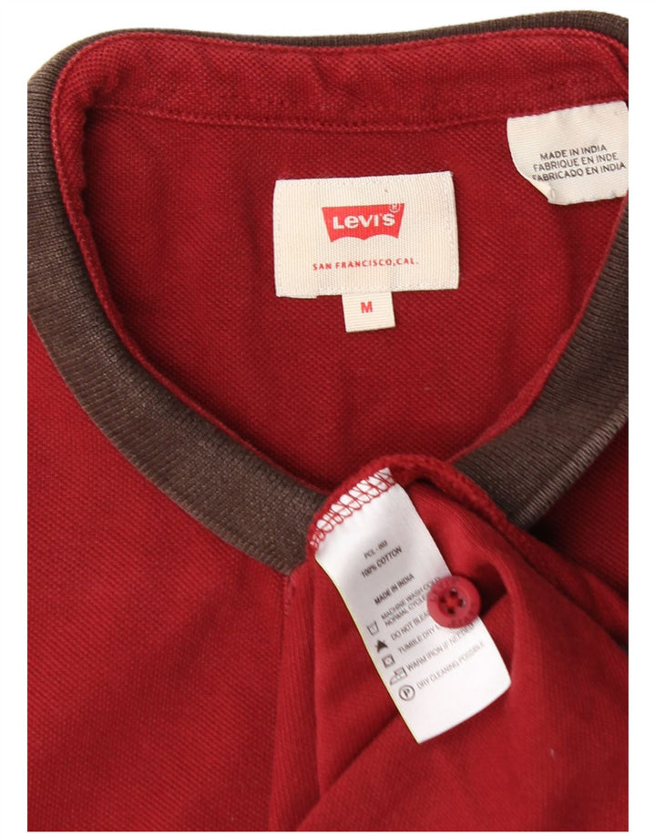 Мужская рубашка-поло Levi's, хлопок среднего красного цвета с цветными блоками