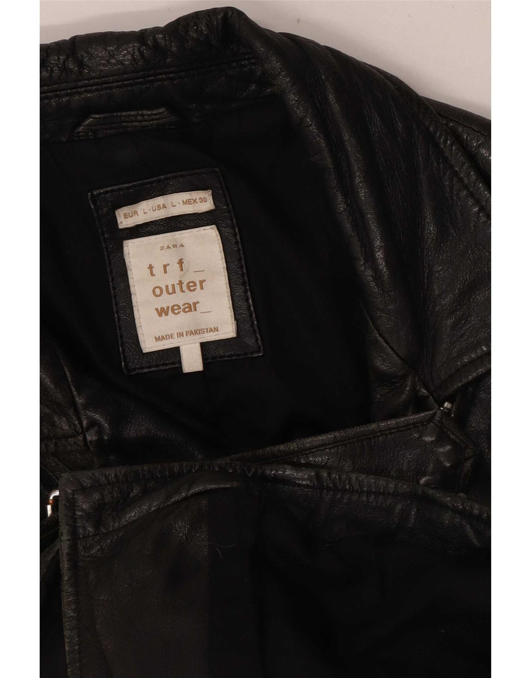 Женская укороченная кожаная косуха Zara UK 16, большая черная