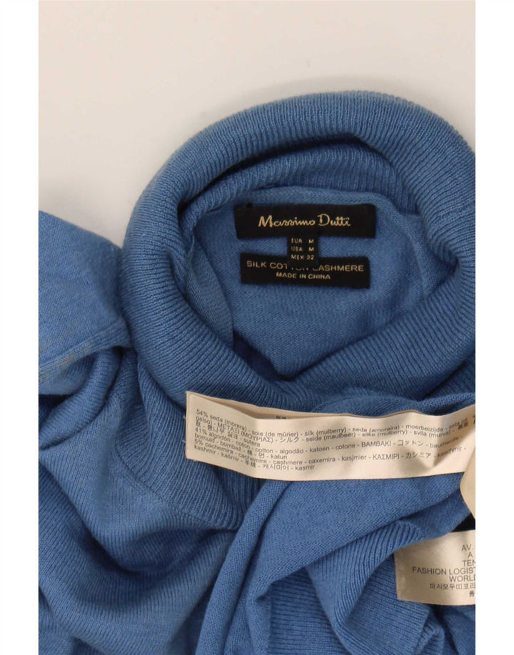 Женский джемпер с высоким воротником Massimo Dutti UK 14, средний синий шелк
