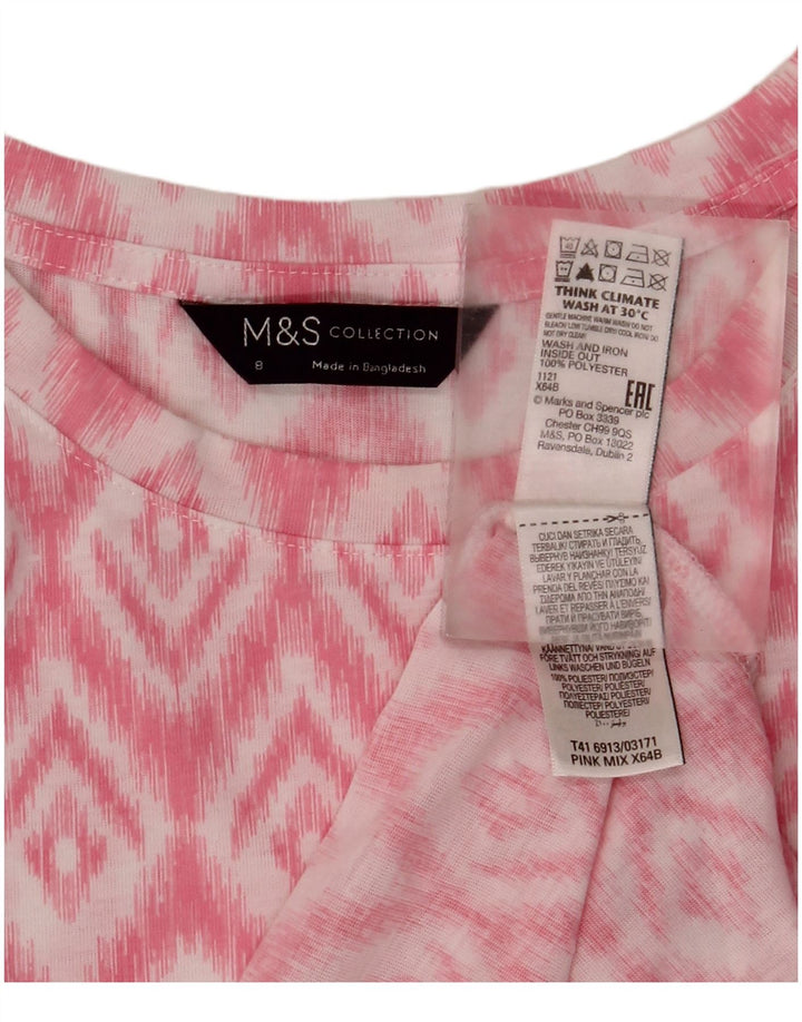 Женская блузка без рукавов Marks & Spencer, Великобритания, 8, маленький розовый, полиэстер, икат