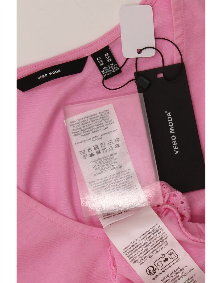 Vero Moda Женская футболка с абстрактным узором Top UK 6 XS Розовый хлопок