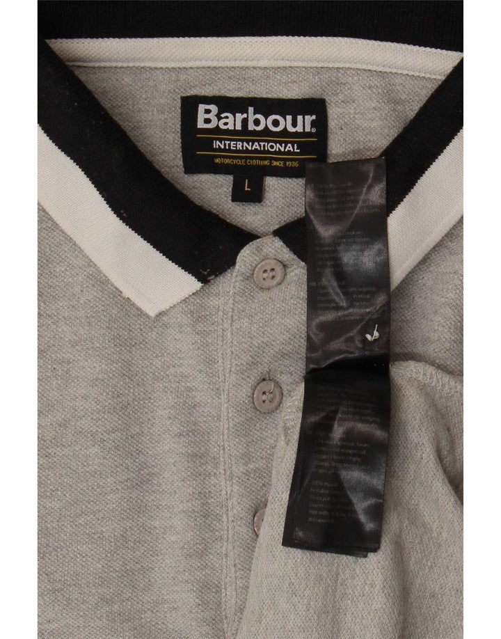 Мужская рубашка поло Barbour, большая серая хлопковая рубашка с цветными блоками