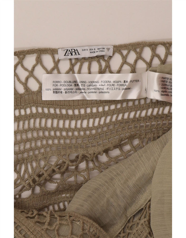 Женский сарафан макси Zara UK 8, маленький, цвет хаки, полиэстер